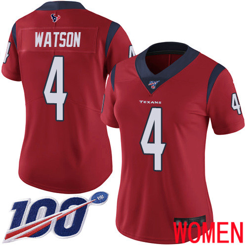 Houston Texans Limited Red Women Deshaun Watson Alternate Jersey NFL Football #4 100th Season Vapor Untouchable->youth nfl jersey->Youth Jersey